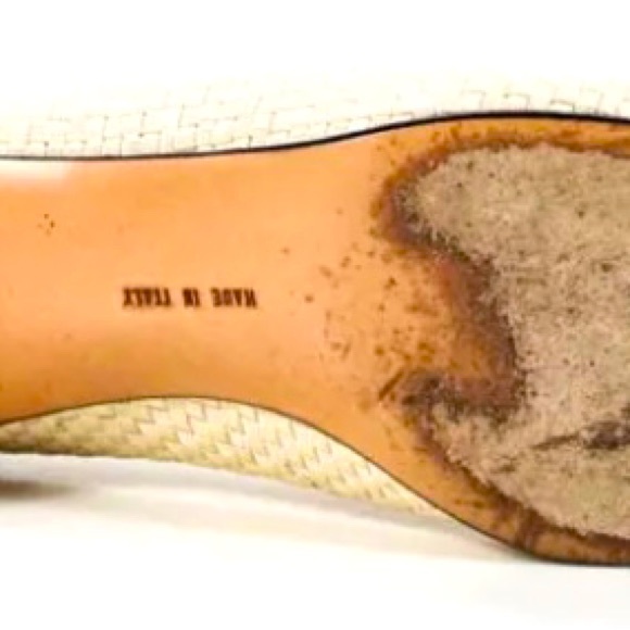 Sz8 Salvatore Ferragamo Woven Off White Leather Heels - Picture 6 of 6